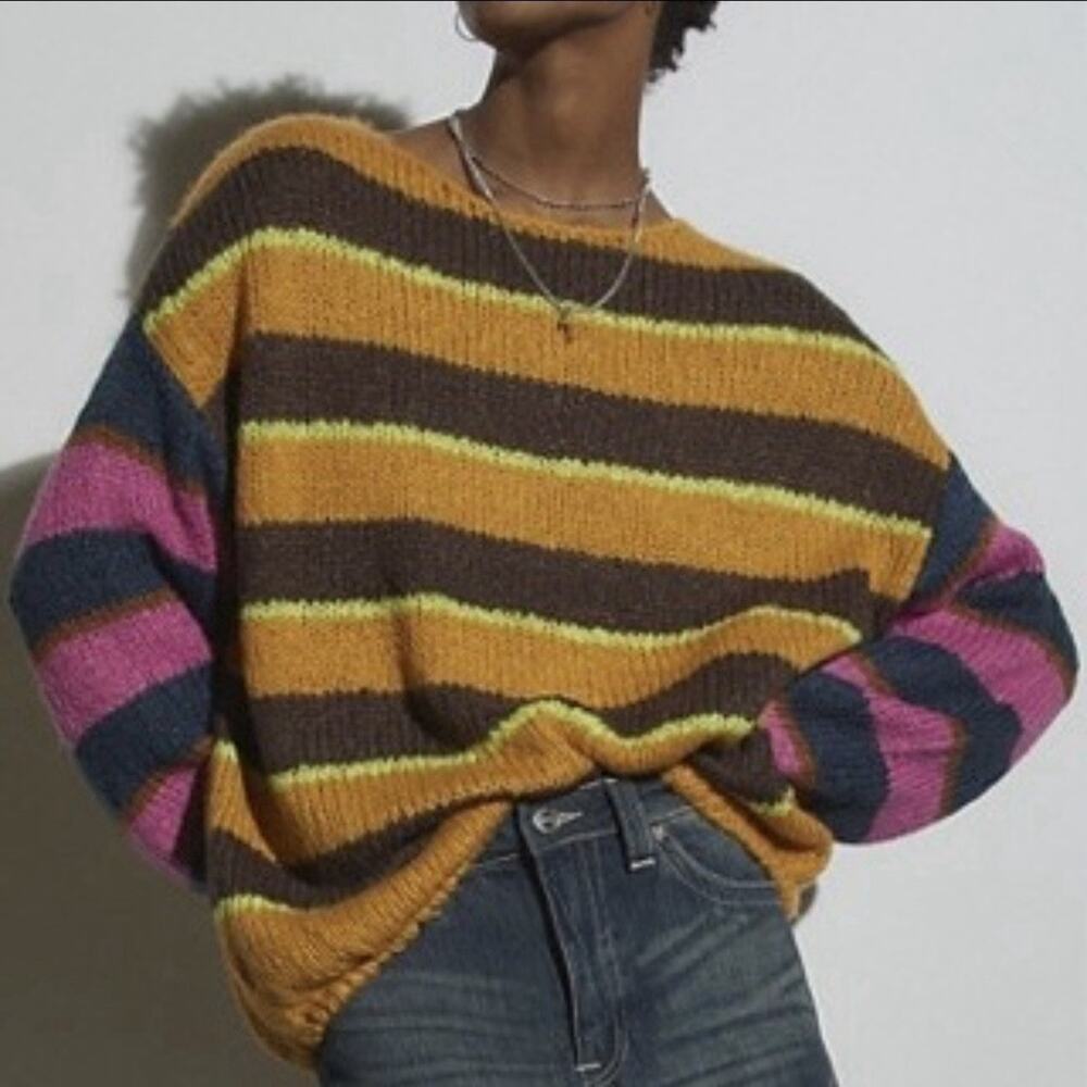 Urban Outfitters Jamie Striped Sweater Multicolor Knit Womens XS Oversized